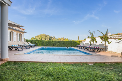 Lovely pool with sunloungers to relax