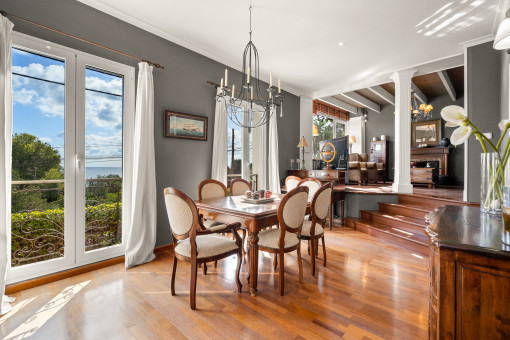 Elegant dining area with sea views