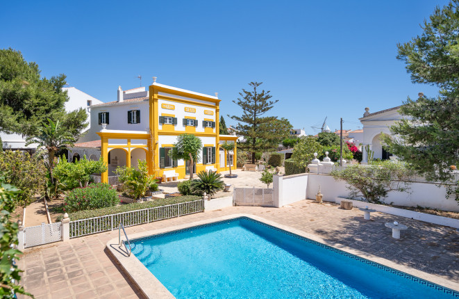 Splendid 1907 manor house with swimming pool and lush garden on large plot Sant Lluís south-east Menorca